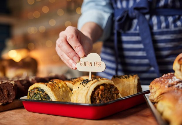 A bakery item with a gluten free marker